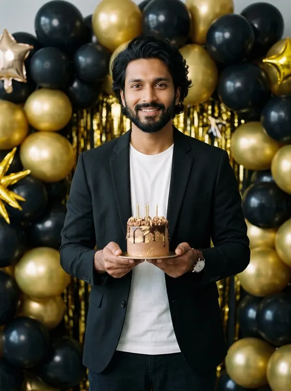 Birthday boy with balloons