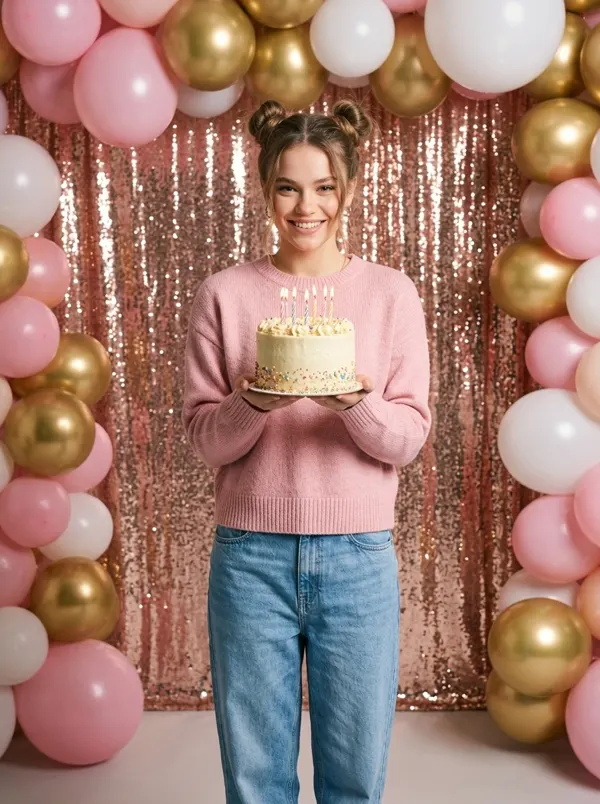 Sesión de cumpleaños con globos