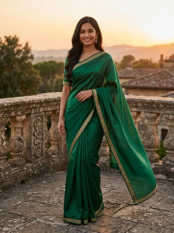 Retrato con sari al atardecer