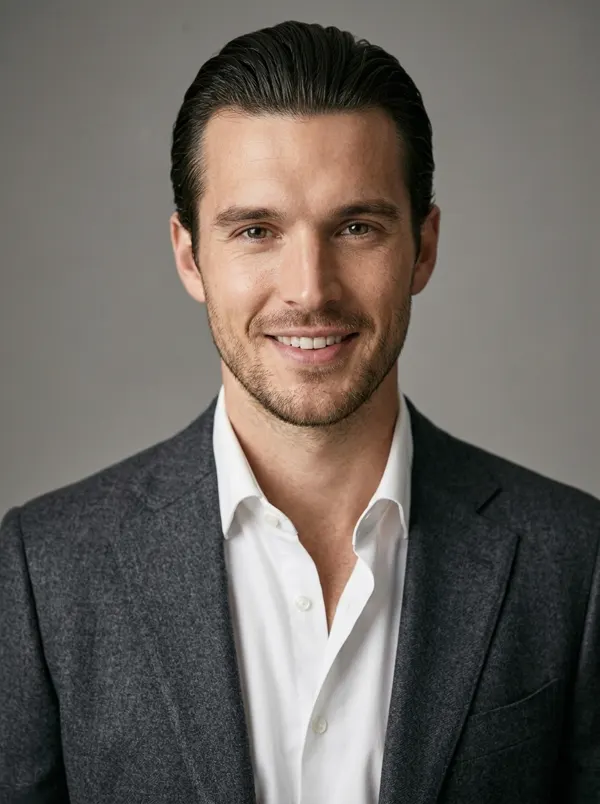 Foto de perfil para LinkedIn, estudio gris